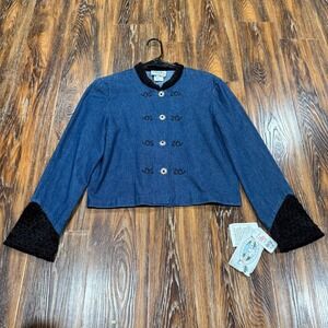 NWT Vintage River Ridge Button Up Denim Jacket Women's S Silver Button Shirt Top